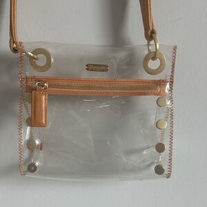 Hammitt Clear Crossbody Bag with Tan and Gold Accents
